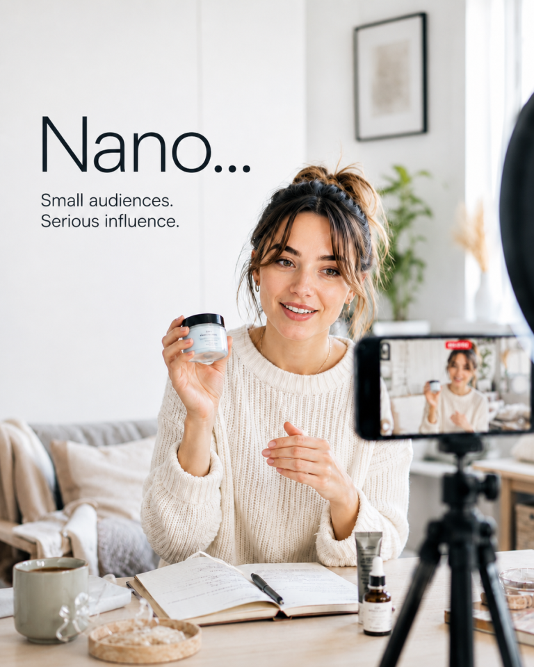 A group of UK nano influencers creating social media content for local beauty, food and lifestyle brands